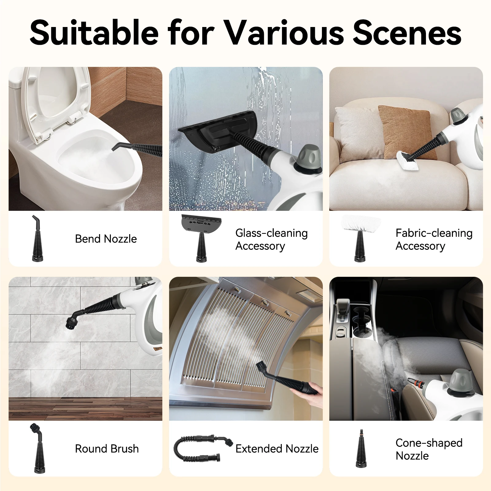 Pressurized Handheld Steam Cleaner - Chemical-Free Deep Cleaning for Multi-Surface