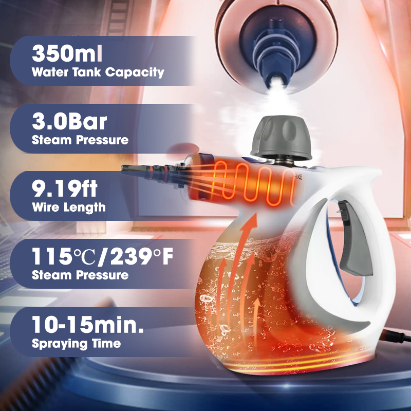 Pressurized Handheld Steam Cleaner - Chemical-Free Deep Cleaning for Multi-Surface