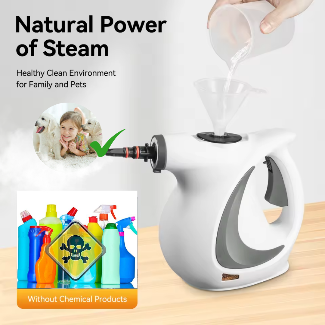 Pressurized Handheld Steam Cleaner - Chemical-Free Deep Cleaning for Multi-Surface