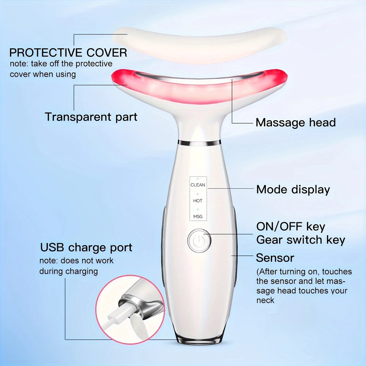 EMS Face & Neck Lifting Device – LED Microcurrent Skin Firming Massager