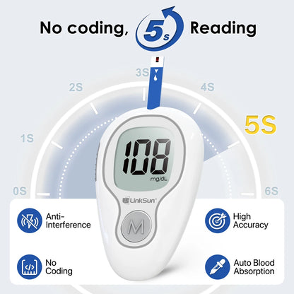 LinkSun G-425-3 Glucose Meter Kit – Accurate Blood Sugar Monitor