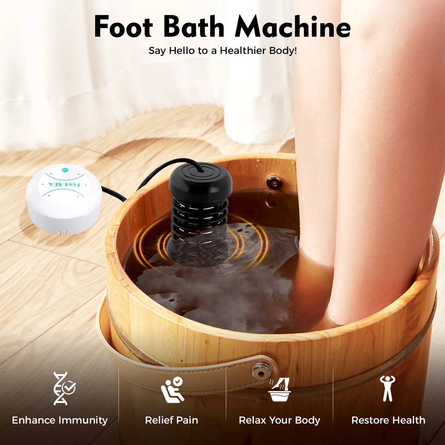 Ionic Detox Foot Bath Spa Machine, 30-Min Auto Timer, Portable Home Use for Body Relaxation, Immune Support & Toxin Removal